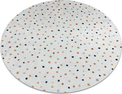 Zdjęcie produktu dla Dywan do prania BAMBINO 47890 koło Kropki dla dzieci, antypoślizgowy - biały / brązowy wielokolorowy koło 80 cm
