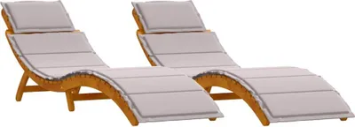 Produktbild von vidaXL Sonnenliege mit Kissen 2 pcs Taupe Massivholz Akazie
