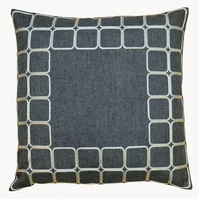 Produktbild von Kissenhülle 40 x 40 cm mit Kurbelstickerei Quadrate 40 x 40 cm Kissenhülle - dunkelgrau
