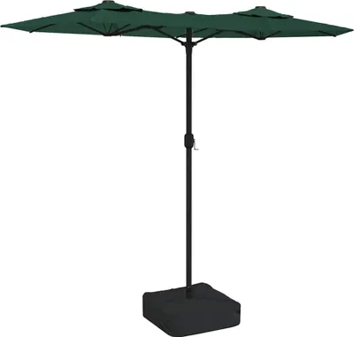 Obrázok produktu pre vidaXL Dvojitý slnečník s LED svetlami zelený 316x145 cm