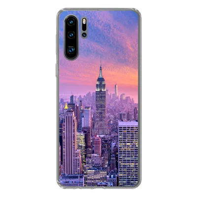 Produktbild von MuchoWow® Handyhülle Schutzhülle Hülle für Huawei P30 Pro New York - Farben - Skyline Silikon Softcase Handy Hülle - Schutzdeckel