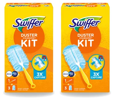 Imagen del producto de 2 kits de inicio para el plumero Swiffer, que incluyen 3 recambios Febreze – Paquete económico – 2 unidades