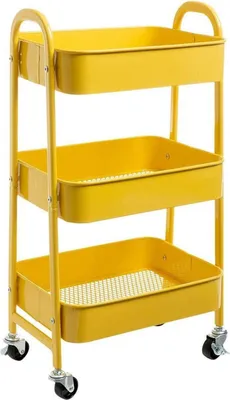 Image de DOEWORKS Chariot de rangement 3 niveaux Métal Jaune