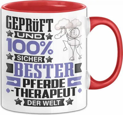 Produktbild von Pferdetherapeut Geschenk Lustiger Spruch für Pferdetherapeut Geschenkidee Bester Pferdetherapeut Der Welt (Rot)