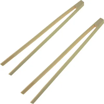 Produktbild von 2x Grillzange Holzzange Wurstzange Küchenzange Kochzange Holz Grill Zange 40 cm