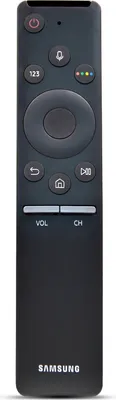 A black Samsung remote control is shown against a white background.