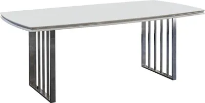Image de Table de cuisine blanche Table de salle à manger design Table rectangulaire de luxe Meubles nobles