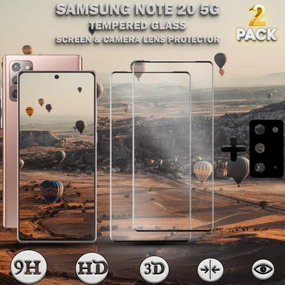 Produktbild von 2-Stück Samsung Galaxy NOTE 20 5G Displayschutzfolie und Objektivschutz aus 9H gehärtetem Glas