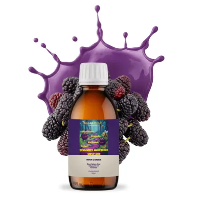 Produktbild von Schwarze Maulbeere Sirup Mix für Kinder 150 ml – Mit Honig, Propolis & Vitamin C | 100 % Natürlich - Anadoa Naturhaus