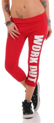 Produktbild von Leggings WORK OUT 3/4 Sporthose Baumwolle; Rot 2XL/44