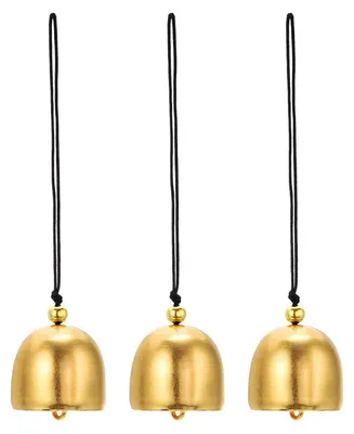 Zdjęcie produktu dla Windspiel – zestaw wiszących dzwonków, metal, okrągłe, 3 sztuki, złote i czarne, średnica 13 cm