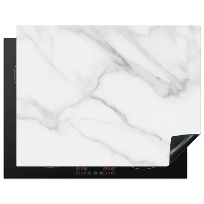 Obrázek produktu pro KitchenYeah® Kryt varné desky mramor - strukturovaný - bílý - šedý - kámen - mramorový vzhled, 77x59cm, dekorace do kuchyně, keramický kryt varné desky, kryt varné desky