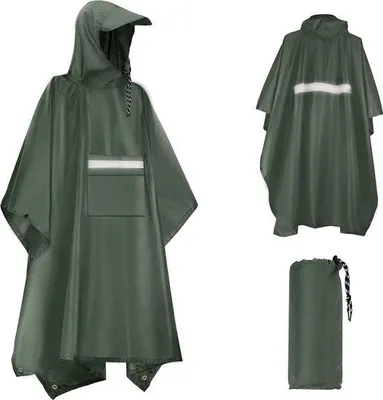 Produktbild von Regenponcho mit Kapuze – leichte und wasserdichte Regenjacke für Fahrradfahren und Wandern, 225 x 140 cm