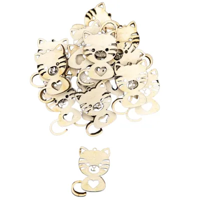 Produktbild von 9 Stück Mini katzen Holzformen KATZE – 2 x 3 cm – Lasergeschnitten aus Sperrholz – 3 mm dick – Naturbelassen – Für Scrapbooking, Karten, DIY & Basteln
