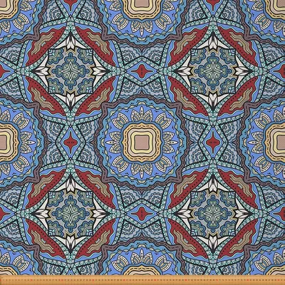 Boho Mandala Möbelstoff, 2 Yards, wasserdicht, blau rot