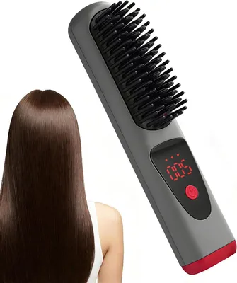 Zdjęcie produktu dla Prostownica do włosów z szczotką - stylizator do włosów - różne fryzury - bezprzewodowa, ładowalna - 19 cm - biała