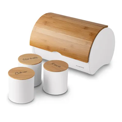 Produktbild von KONIGHOFFER VOLANO Stahlbrotkasten / Brotbox mit Bambusdeckel und Behältern