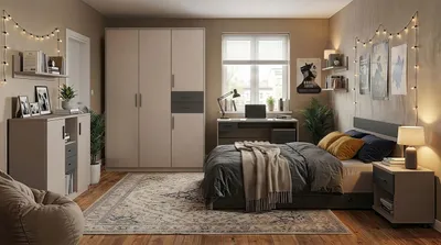 Produktbild von Jugendzimmer Bahamas Grau- Grafit 7 teilig mit Drehtürenschrank