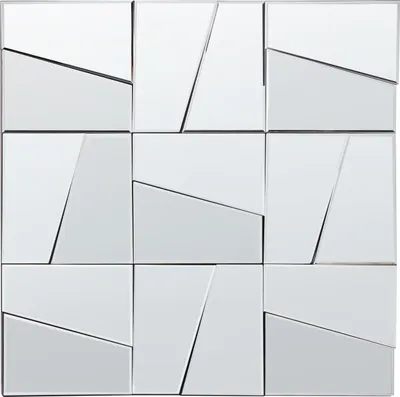 Produktbild von BELIANI Wandspiegel Silber Glas Quadratisch 80x80 cm mit Facettenschliff Rahmenlos Modern Wohnzimmer Schlafzimmer Flur Esszimmer Deko Hängespiegel