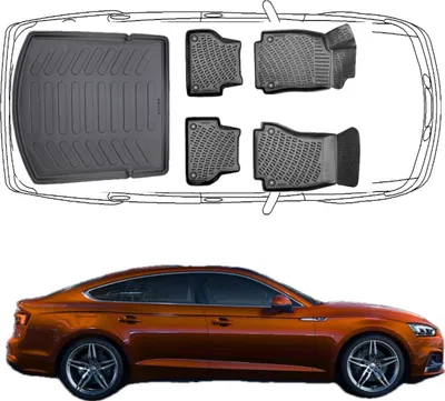 Produktbild von 3D Fußmatten & Kofferraumwanne Auto Set Kompatibel mit Audi A5 8T 2007 - 2016
