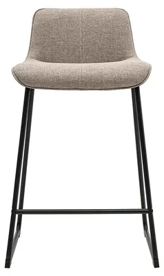 Produktbild von Miliboo - Barhocker aus taupefarbenem Stoff und schwarzem Metall H65 cm (2er Set) BOOST