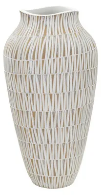 Immagine prodotto di Vaso Stiky bianco e oro in resina texture a bastoncelli 22x44 cm