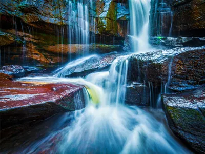 Produktbild von Sanders & Sanders Fototapete Wasserfall Blau und Braun 375 x 270 cm