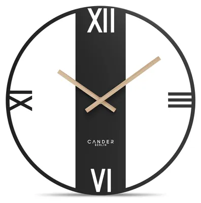 Vintage Wanduhr XXL, 40 cm, geräuschlos, schwarz, Metall-Holz