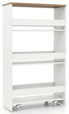 Produktbild von Schmaler, 4-stöckiger Rollwagen, 20 cm, Weiß