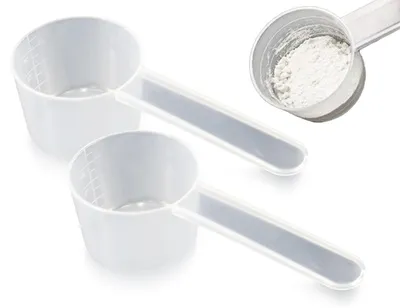 2 Messlöffel mit Skala, 20 g/40 ml, transparent