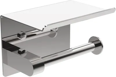 Produktbild von Wandmontierter Toilettenpapierhalter, Edelstahl 304, Schrauben oder 3M-Klebeband, Silber, Einheitsgröße