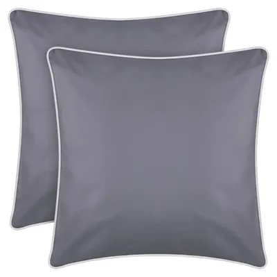 Imagen del producto de Cojines para exteriores, color gris oscuro con borde blanco, pack de 2