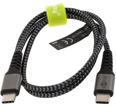 Produktbild von Goobay 49301, 0,5 m, USB C, USB C, USB 2.0, Schwarz, Grau