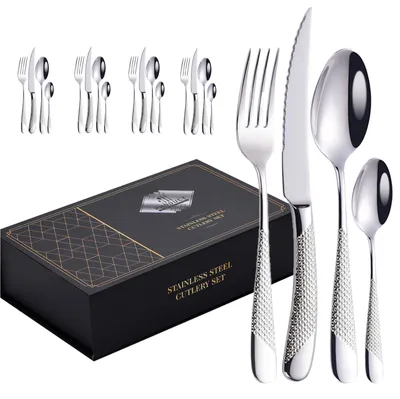 Besteckset 20-teilig, Edelstahl 18/10, hochglanzpoliert, silber