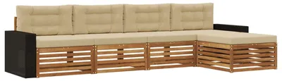 Produktbild von vidaXL Outdoor-Sofagarnitur 5 stk. Natur und Beige Polyester