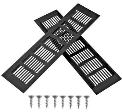 Alu-Lüftungsgitter 2er-Pack, 80 x 300 mm, schwarz