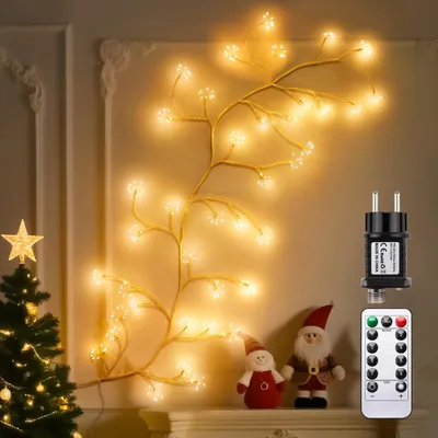 LED-Lichtschnur, 288 warmweiße LEDs, 8 Modi, Fernbedienung, Timer, 1,8 m