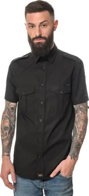 Produktbild von ROCK-IT Apparel Herren Kurzarm Hemd - 100% Baumwolle - Urban Style X-Large Schwarz