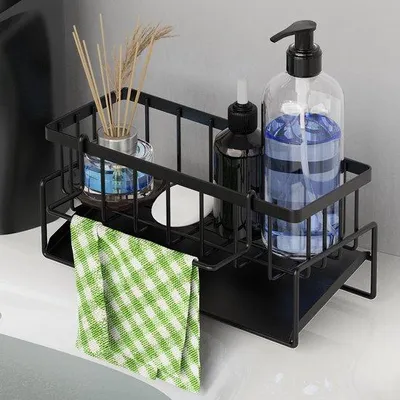 Produktbild von Schlanke Küchenorganizer mit Schwammhalter und schrägem Ablauf