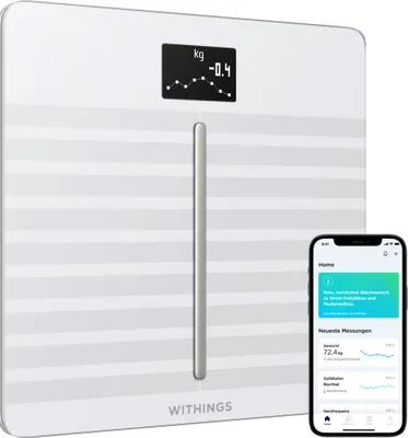 Produktbild von Withings Body Cardio – WLAN-Smart-Waage mit Körperfettwaage, Messung von Herzfrequenz, Gefäßalter, BMI, Körperfett, Muskelmasse und Wasseranteil % - Schwarz