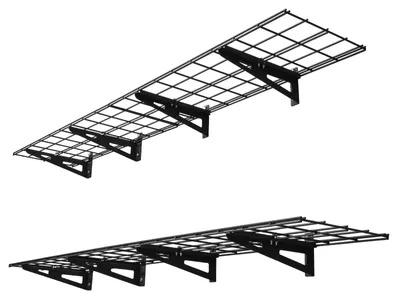 Produktbild von Schwerlast-Wandregal Metall - Garagenregal/Werkzeughalter - 2er-Set - 183 x 31,5 x 12,2 cm je Regal - 136 kg Traglast pro Regalboden - Wandmontage - Aufbewahrungsregal