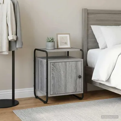 Imagen del producto de vidaXL Mesita de noche gris Sonoma, fabricada en material de madera