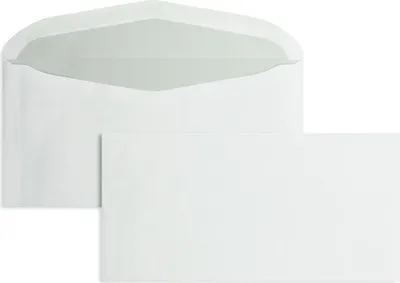 Produktbild von Kuvertierhüllen - Weiß 114 x 229 mm (DIN C6/5) | 75 g/qm Offset | Ohne Fenster | Nassklebung | Geschwungene Klappe | 1000 Stück