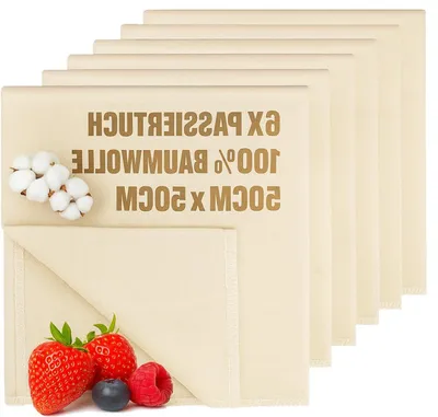 Productafbeelding van 6x Herbruikbare Bakkerslinnen en Kaasdoeken van 100% Katoen - Hoge Scheurvastheid voor Deegbereiding
