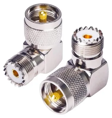 2er-Pack PL259 Koaxialstecker UHF SO239 auf PL259 90° Winkeladapter