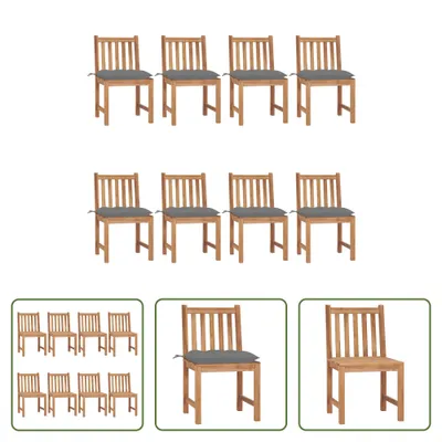 Produktbild von The Living Store Gartenstühle 8 Stk. mit Kissen Massivholz Teak