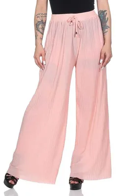 Produktbild von Damen Sommer Chiffon Hose Sommer Strandhose Lässig Rosa L/XL