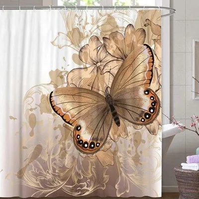 Produktbild von Famanu Duschvorhang mit Blumen-Design - 180 x 200 cm, schimmelbeständig