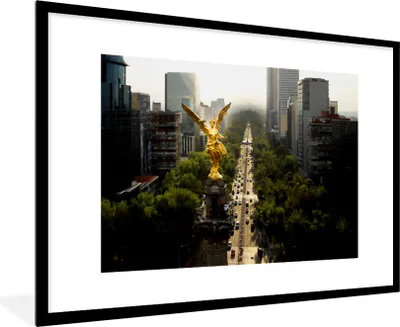 Produktbild von MuchoWow® Gerahmtes Poster Luftaufnahme des Unabhängigkeitsengels in Mexiko-Stadt 90x60 cm - Poster mit Schwarzem Bilderrahmen Wandposter Rahmen Foto Bilder - Wanddekoration - Fotos