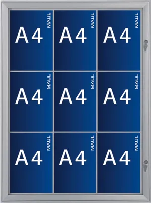 Image de MAUL Vitrine d'affichage MAULexcite format vertical 9 x A4 aluminium 100 x 73.9 x 2.8 cm argenté
